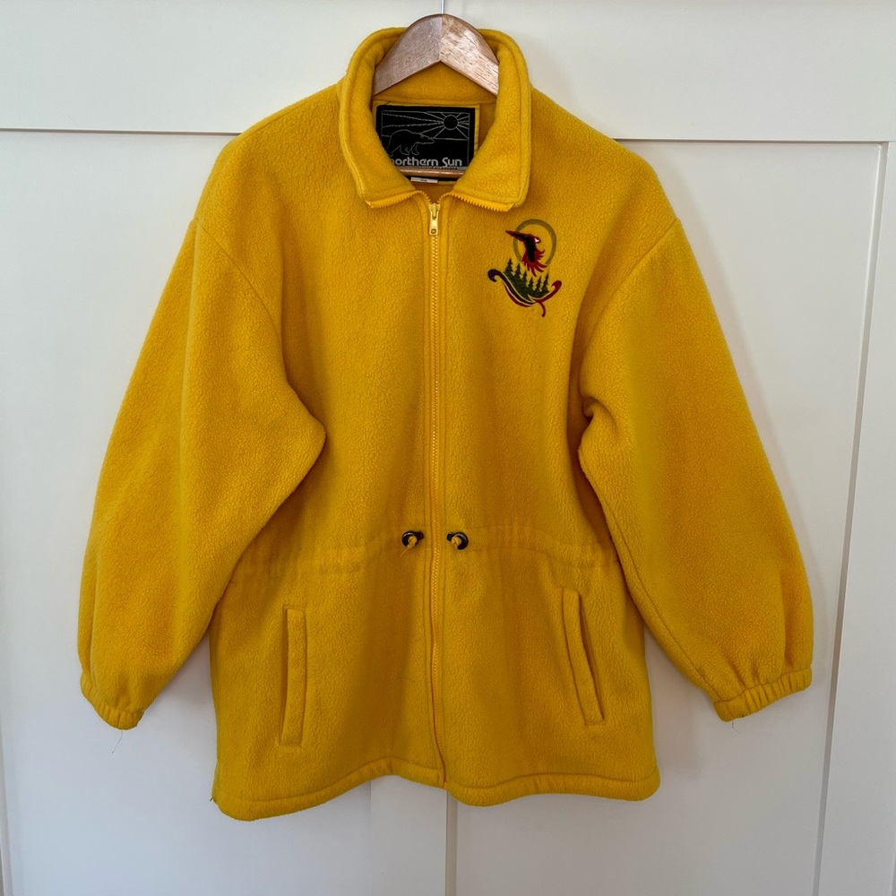 Vintage 90s Northern Sun Nature Hawk Fleece Sweater, Hiking, Fleece zip up
